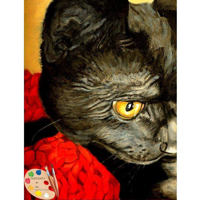 Black Cat Portrait - Cat Portraits in Oil from Your Photo 75 - Portraits by NC