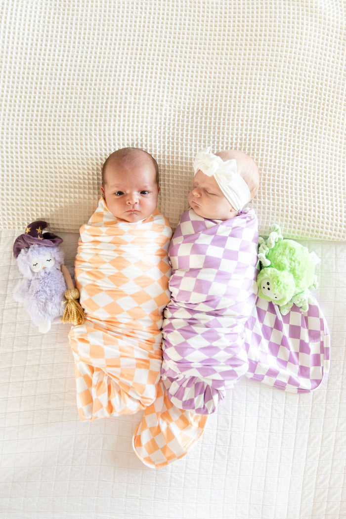 BRIGHT ORANGE + WHITE CHECKER | SWADDLE