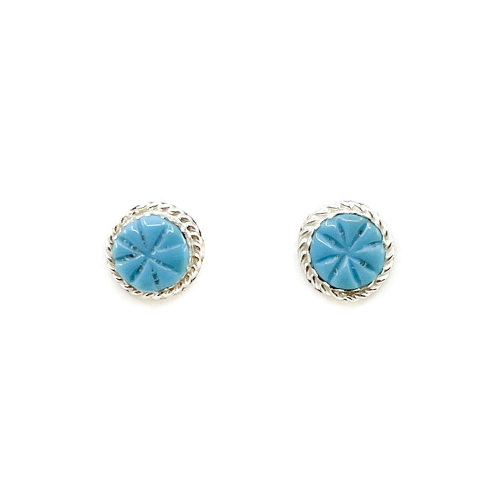 Carved Turquoise Flower Posts