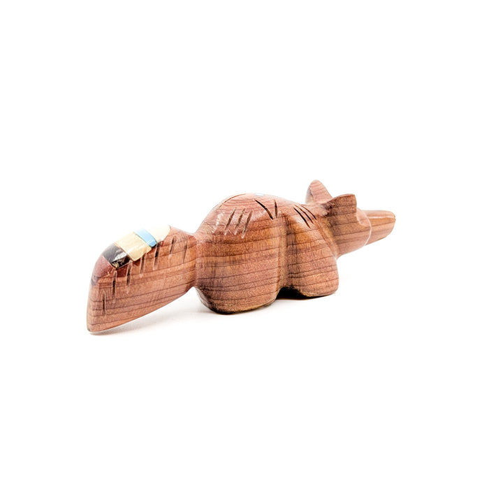 Cedarwood Fox with Shell and Turquoise Inlay