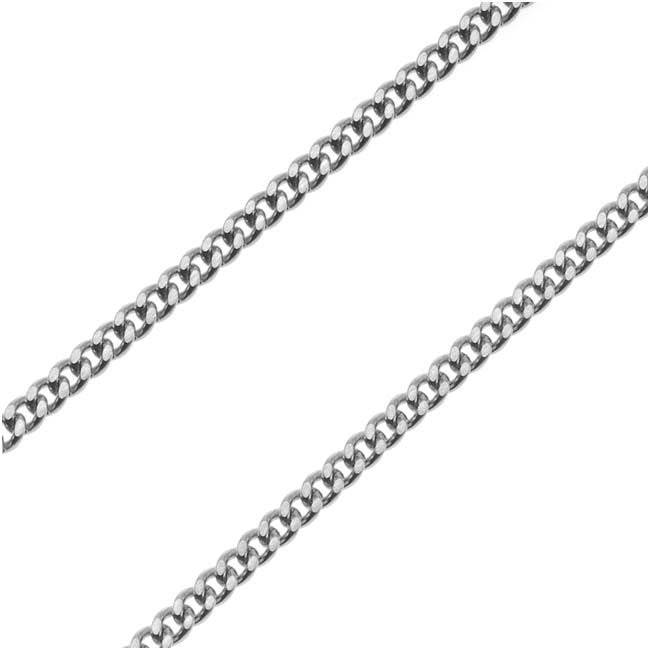 Two thick sterling silver curb chains diagonally arranged