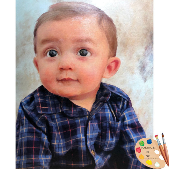 Custom Toddler Boy Oil Portrait – Hand-Painted Little Boy Fine Art Painting
