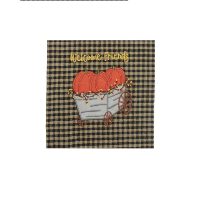 F Welcome Friends Pumpkin Cart Towel Set of 2 ET332503 - Interiors by Elizabeth