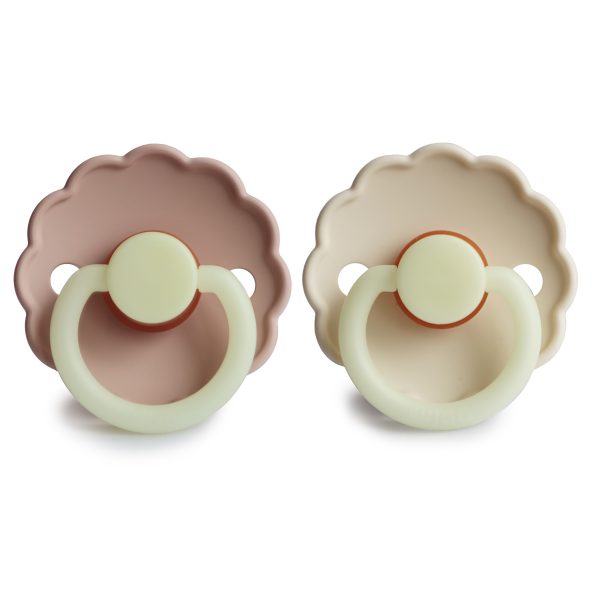 FRIGG DAISY NIGHT NATURAL RUBBER BABY PACIFIER | BLUSH/CREAM | 2 PACK