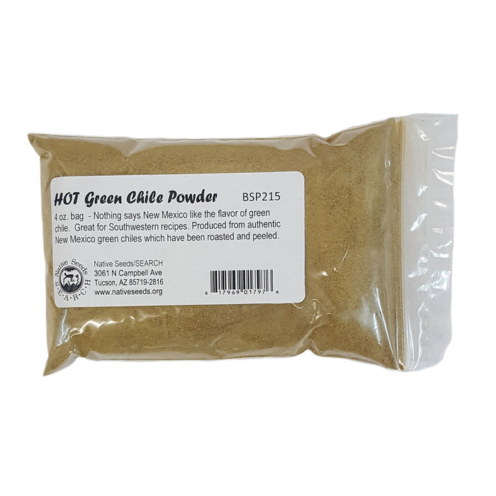 HOT green powder produced from the delicate and flavorful Hatch green chiles Chiles have been roasted and peeled