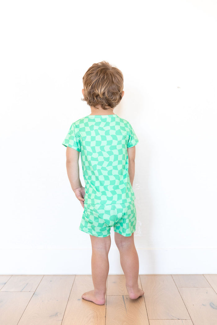 GREEN WAVY CHECKER | SHORT SET