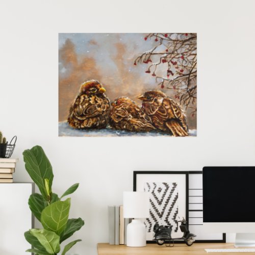 Sparrows Keeping Company - Poster Print 11x14 in