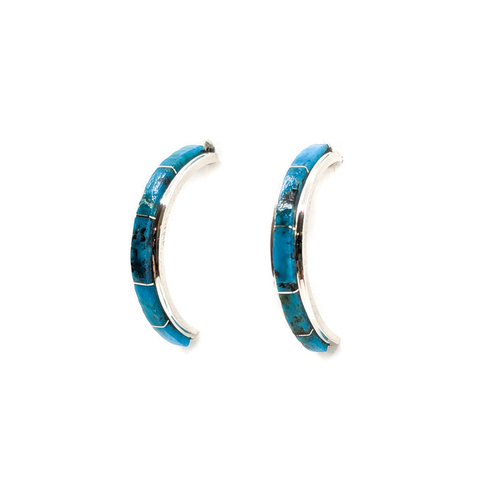 Turquoise Channel Inlay Hoop Earrings
