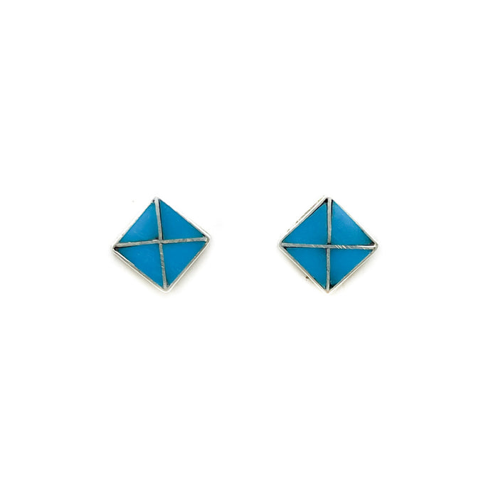 Turquoise Inlay Small Square Studs
