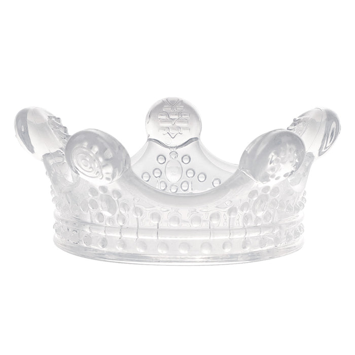 The Haakaa 100% Food Grade Silicone Sensory Development Crown Teether is a BPA-free item featuring intricate details, raised dots, and floral motifs. Its rounded peaks and polished finish showcase elegant craftsmanship on a white background, enhancing sensory development through tactile beauty.