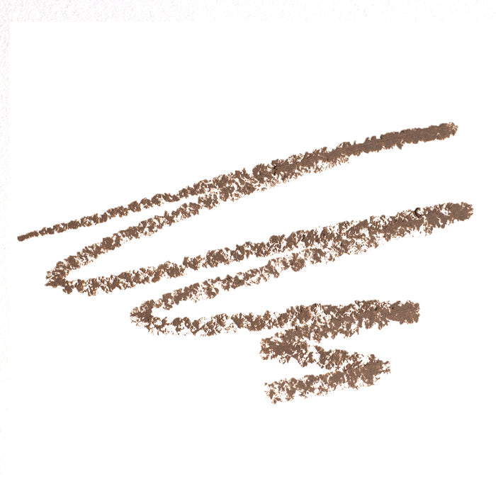 Brown crayon or pencil strokes on a white background, varying in length and thickness, evoke the textured look of expertly using Ere Perezs Almond Brow Pencil.