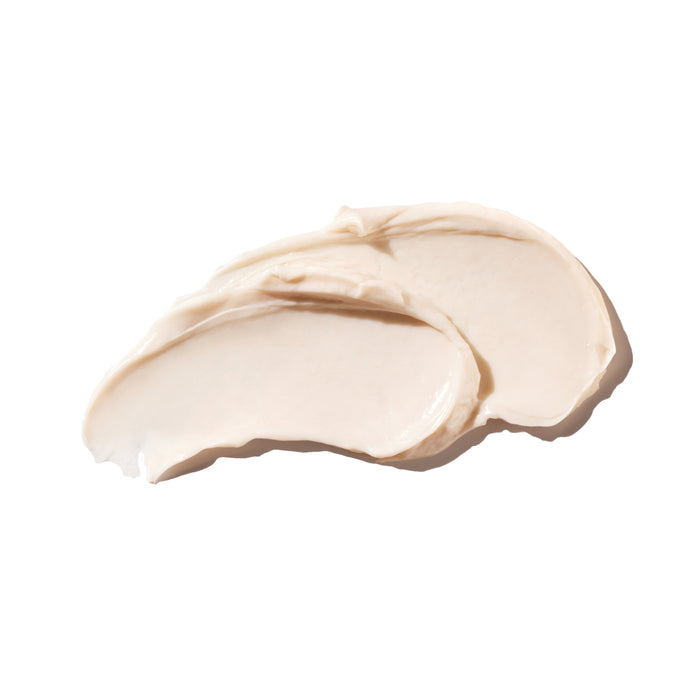 Ursa Major Alpine Rich Cream is shown in two smooth, creamy beige swipes on a white background, highlighting its moisturizing and hydrating benefits while supporting the skin barrier.