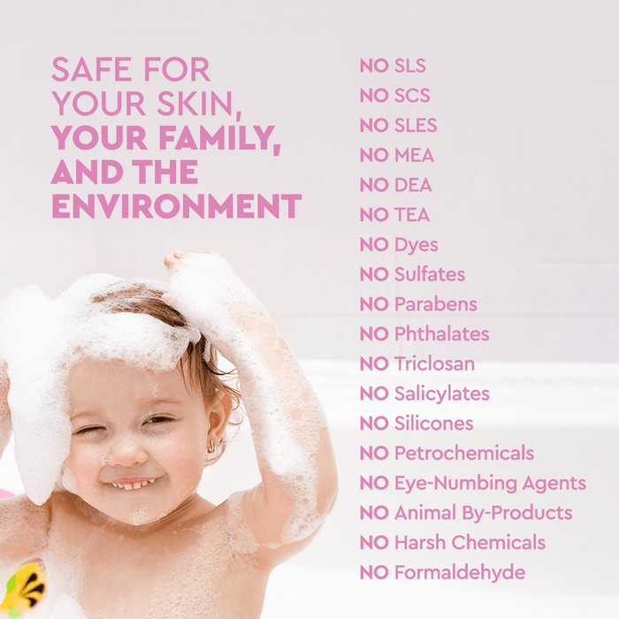 A child joyfully splashes in a bath filled with Baby Bubble Bath (Hypoallergenic), a vegan-friendly product designed for sensitive skin and free from harsh chemicals. #common #scent_lavender-vanilla
