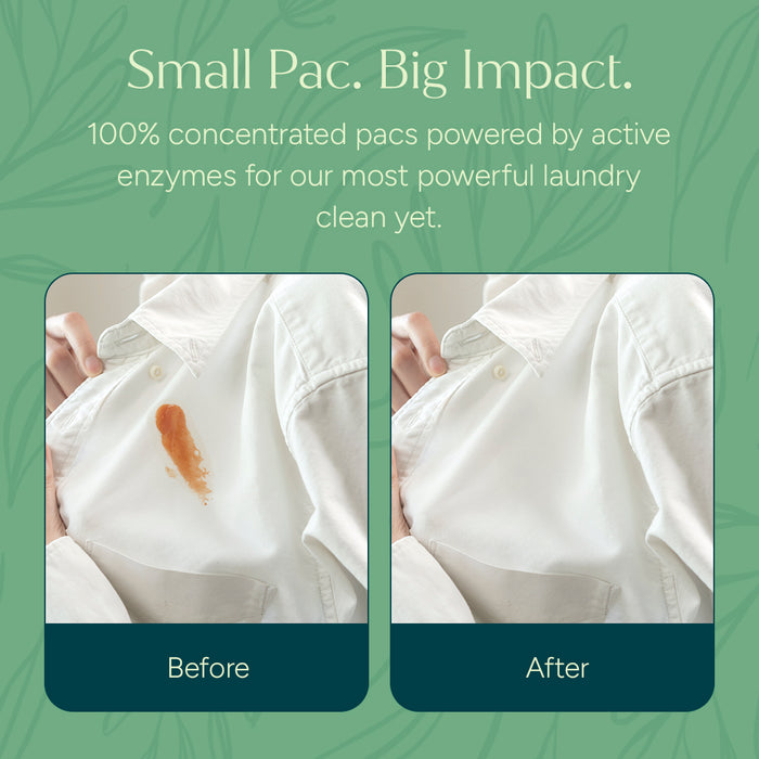 Before: shirt with stain. After: clean shirt—thanks to Back to School Reset: Easy Clean Bundle.
