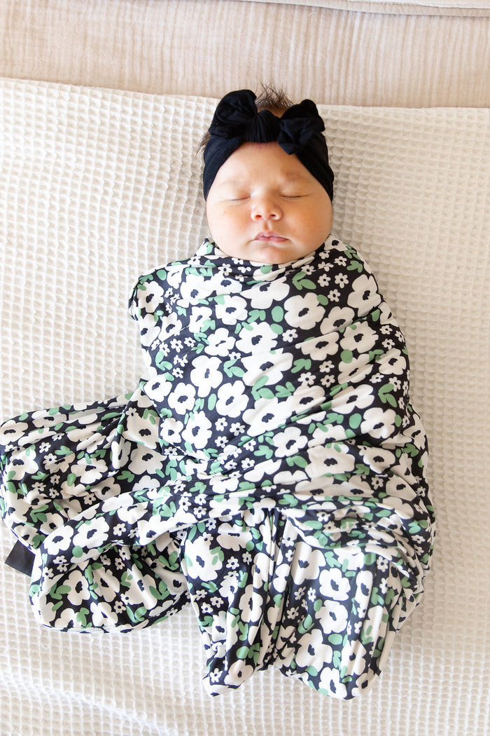 BLACK + CREAM FLORAL | SWADDLE