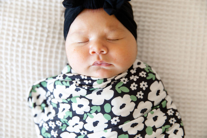 BLACK + CREAM FLORAL | SWADDLE