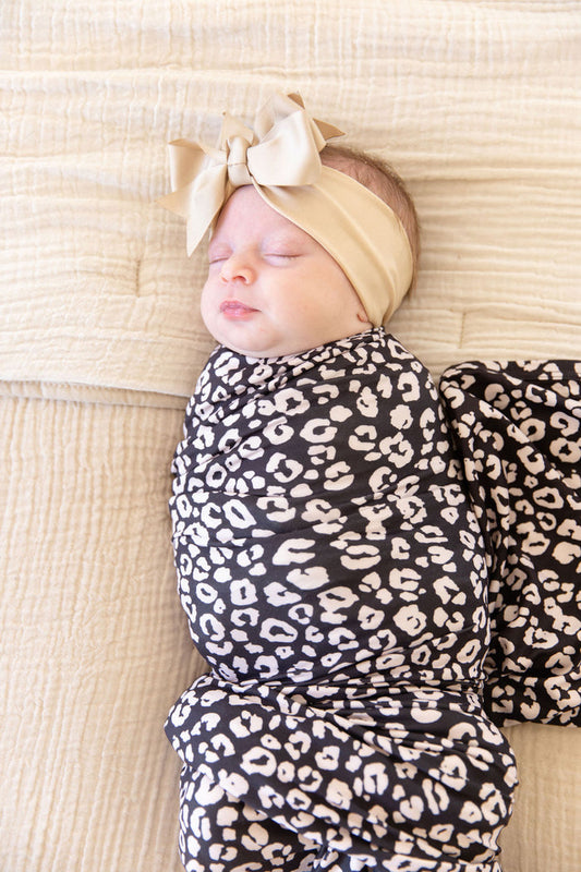 BLACK + LIGHT TAN CHEETAH | SWADDLE