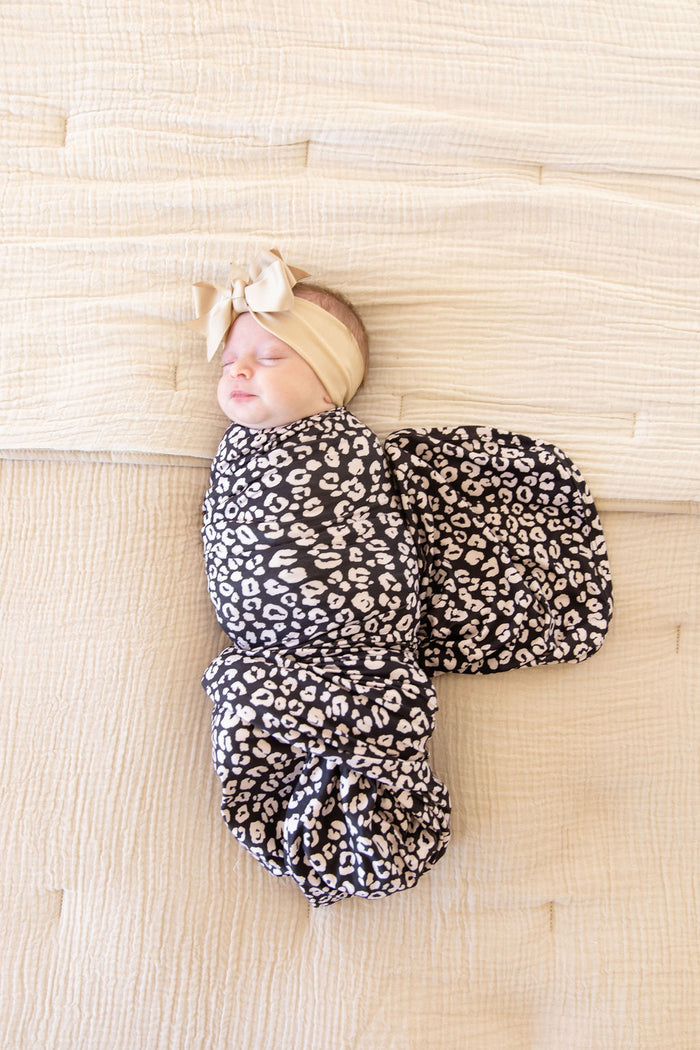 BLACK + LIGHT TAN CHEETAH | SWADDLE