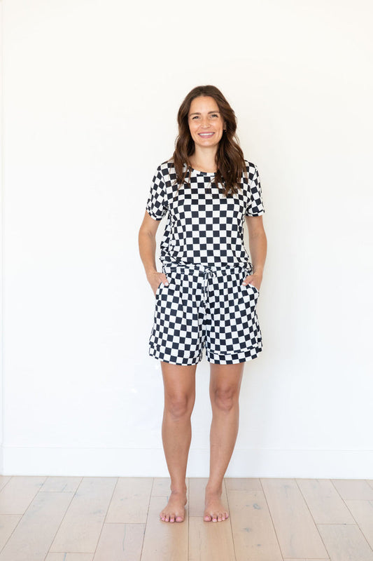 BLACK + WHITE CHECKER | WOMEN'S SHORT SET