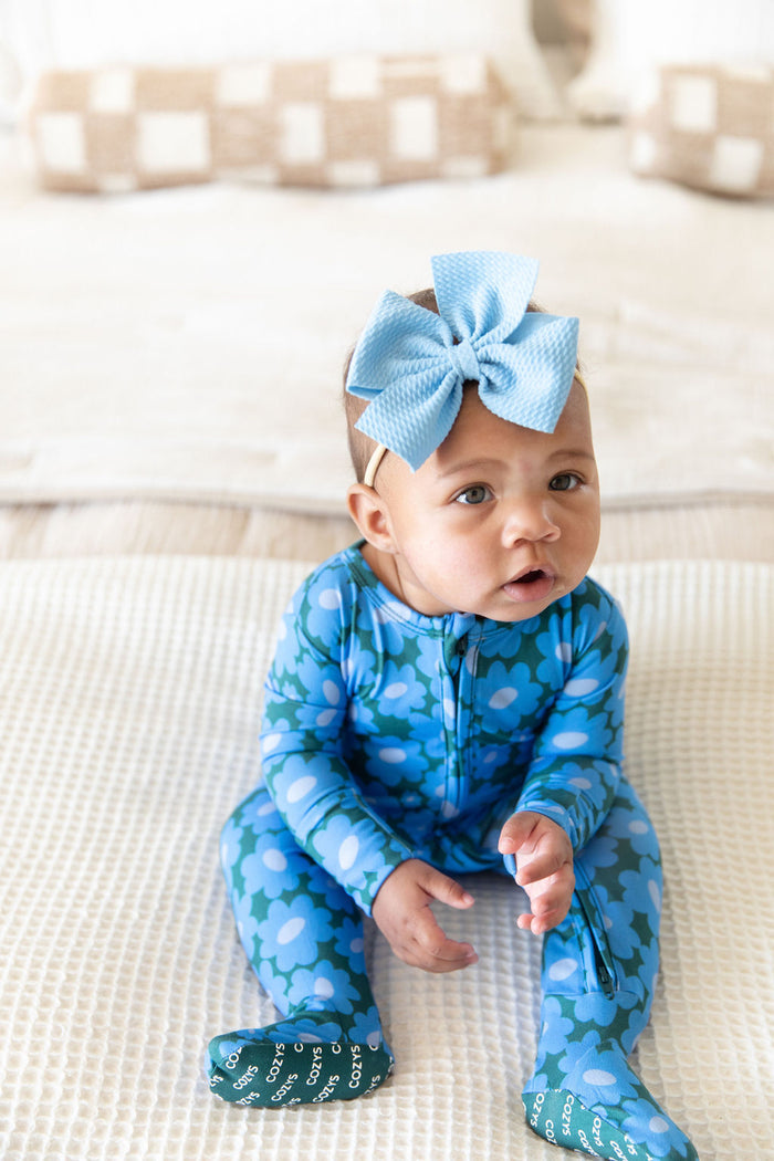 BLUE + GREEN DAISY | FOOTIE ONE PIECE