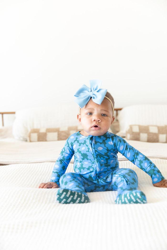 BLUE + GREEN DAISY | FOOTIE ONE PIECE