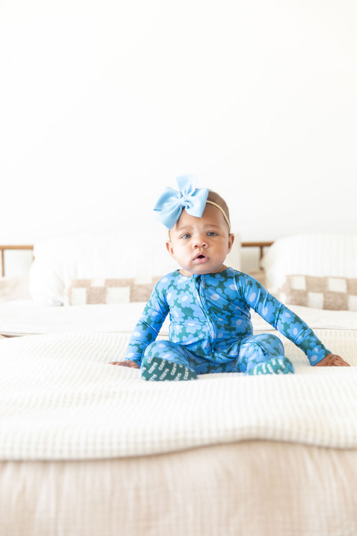BLUE + GREEN DAISY | FOOTIE ONE PIECE