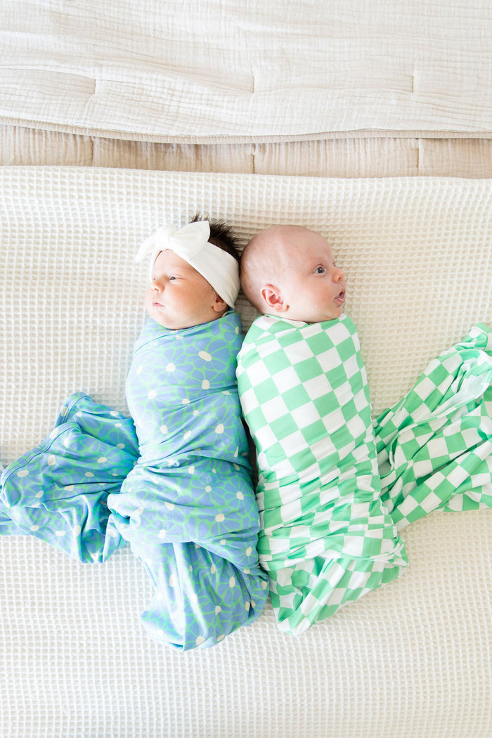 BRIGHT GREEN + BLUE FLORAL | SWADDLE