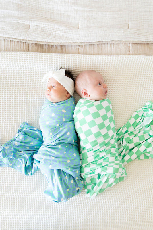 BRIGHT GREEN + BLUE FLORAL | SWADDLE