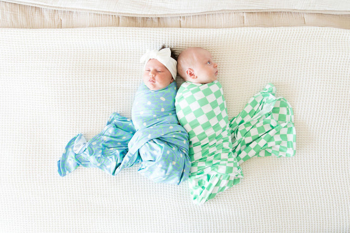 BRIGHT GREEN + BLUE FLORAL | SWADDLE