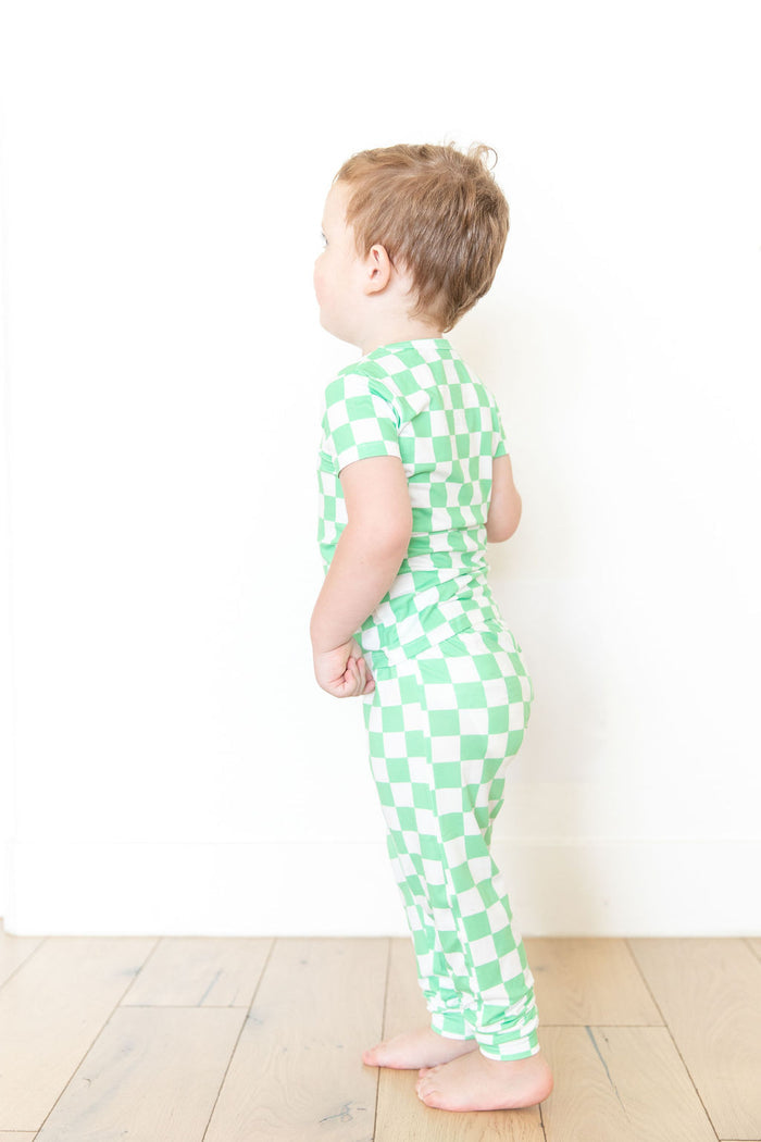BRIGHT GREEN + WHITE CHECKER | SHORT SLEEVE