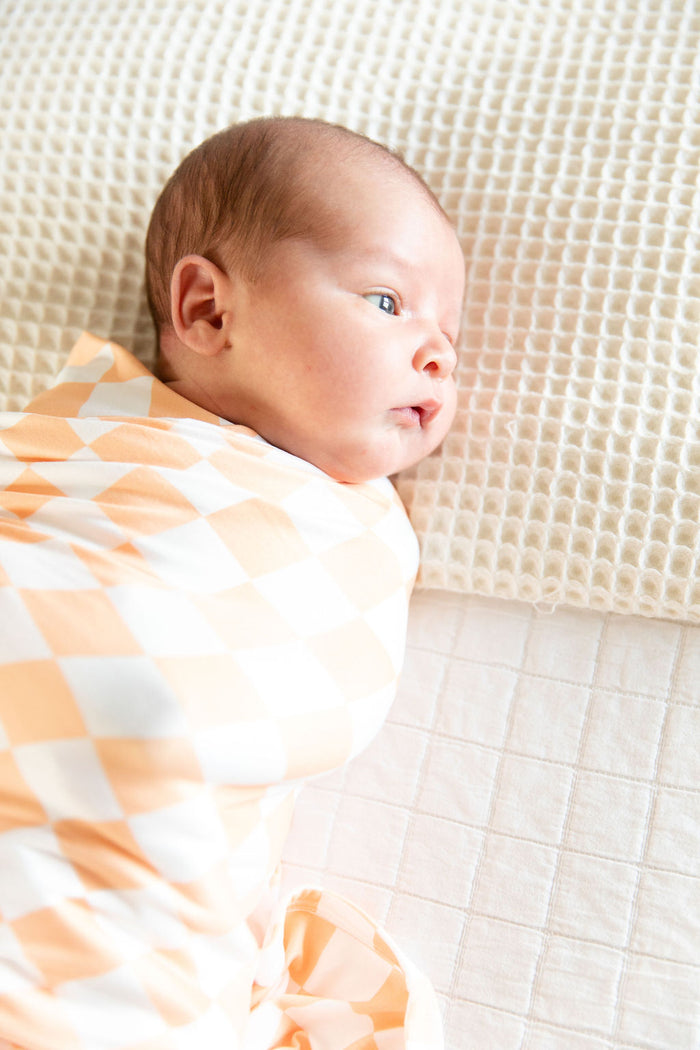 BRIGHT ORANGE + WHITE CHECKER | SWADDLE