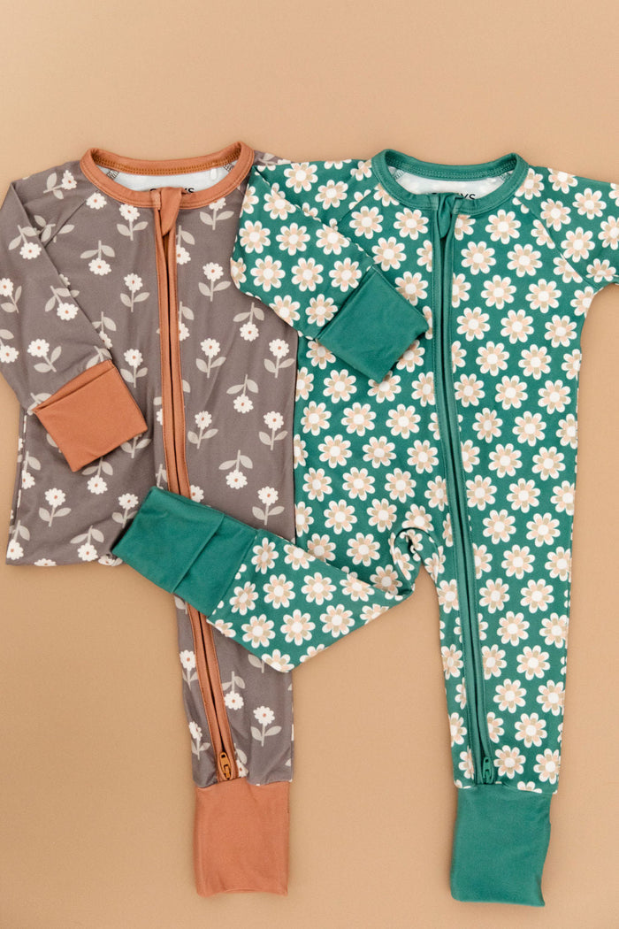 BROWN + RUST DAISY | ZIPPER ONE PIECE