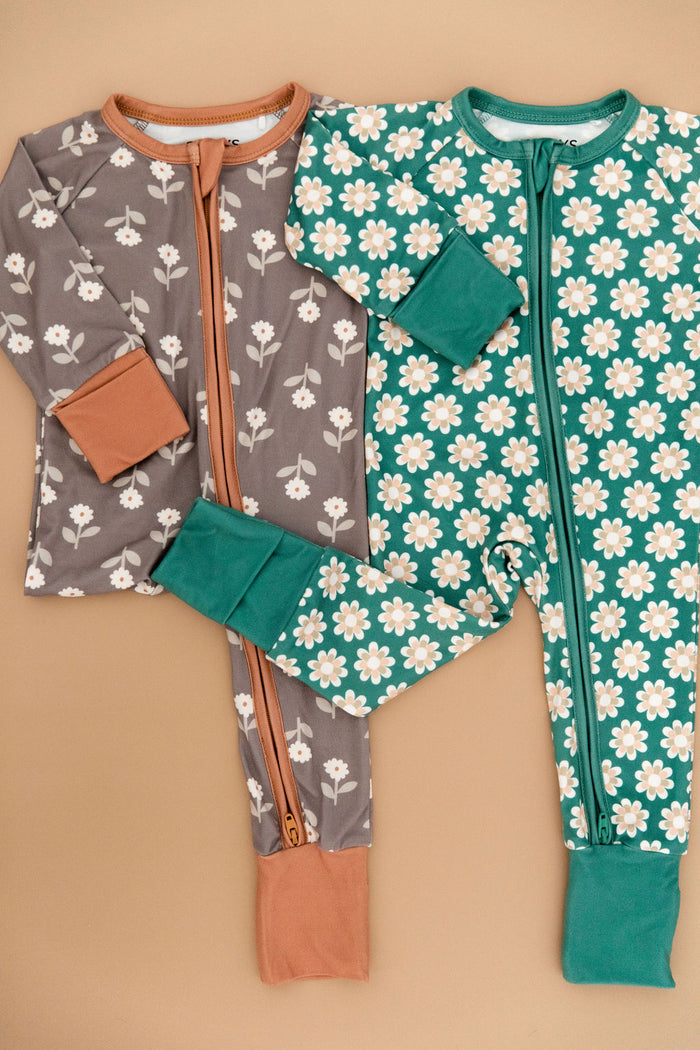 BROWN + RUST DAISY | ZIPPER ONE PIECE