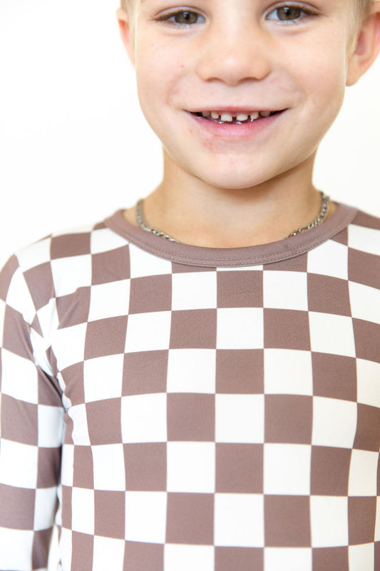 BROWN + WHITE CHECKER | LONG SLEEVE