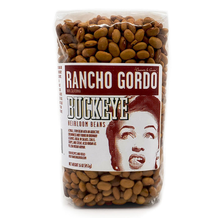 rancho gordo buckeye heirloom beans. Buckeyes are incredibly creamy, more like a classic black turtle bean than anything else.