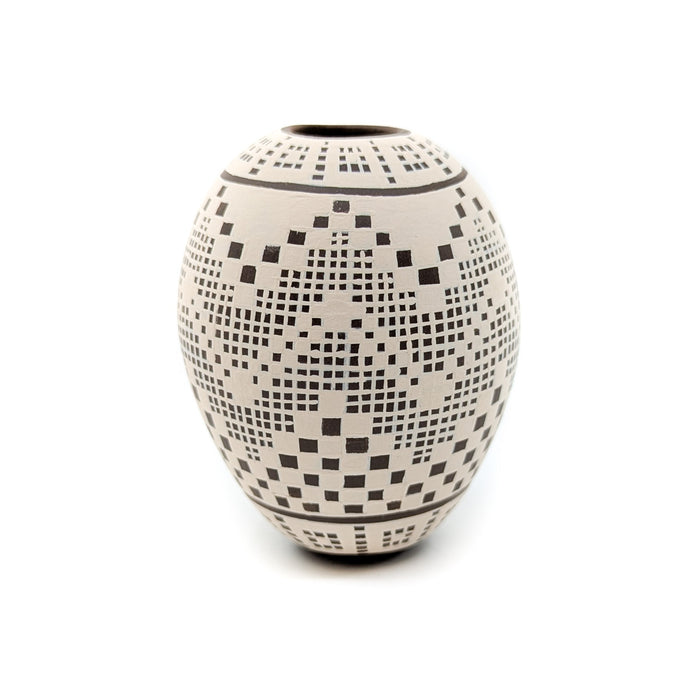 Buff and Brown Geometric Seed Pot