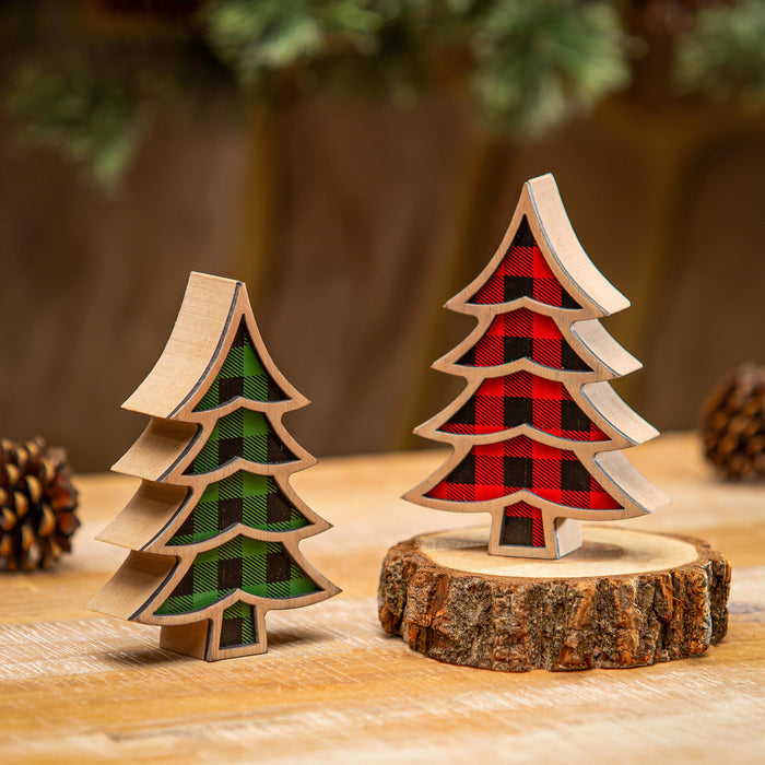 Buffalo Checkered Wooden Tree Décor