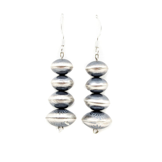 Burnished Dangle Earrings with Four Beads
