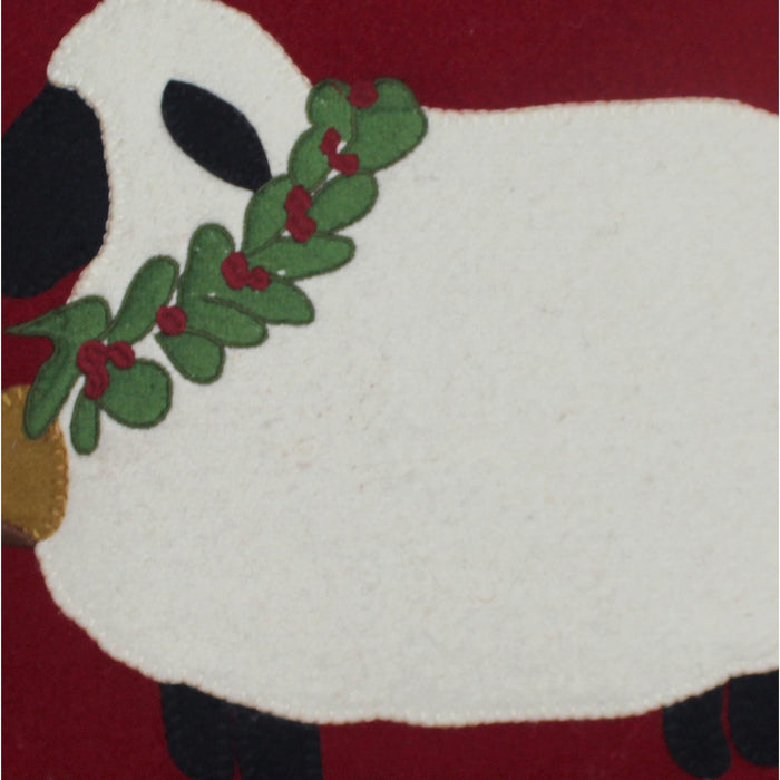 C Christmas Sheep Wool Felt Pillow 14 In PL784202 - Interiors by Elizabeth