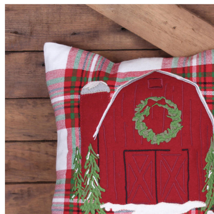 C Tree Farm Barn Pillow 14 Inx14 In PL784201 - Interiors by Elizabeth