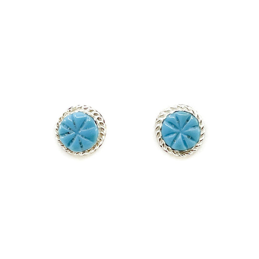Carved Turquoise Flower Posts