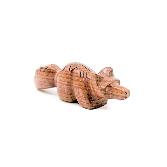 Cedarwood Fox with Shell and Turquoise Inlay
