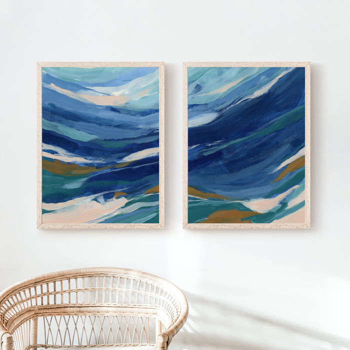 Channel Swell Diptych - Set of 2  - Art Prints or Canvases - Jetty Home