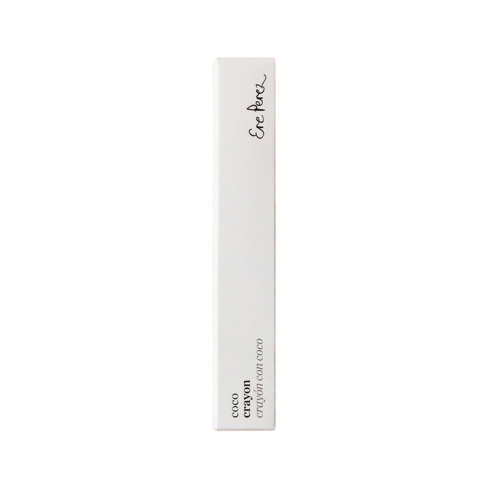 A white rectangular box against a plain background features Ere Perez on top, highlighting the natural beauty product, Coco Crayon, known for its hydrating creamy formula.