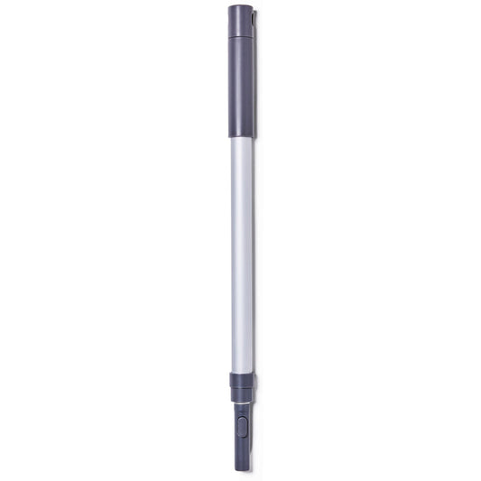 The Grove Co. Collapsible Universal Handle features a long, cylindrical metallic rod with a dark grey collapsible handle and connector. Pictured on a white background, this eco-friendly tool is made from recycled materials, offering durability and sustainability.