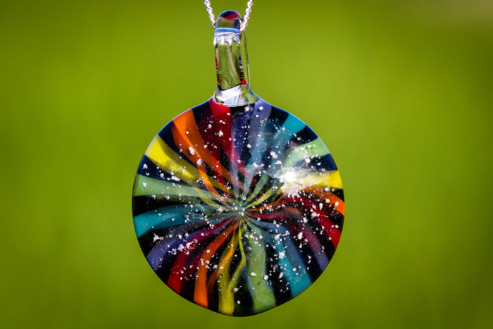 glass pendant with cremation ash