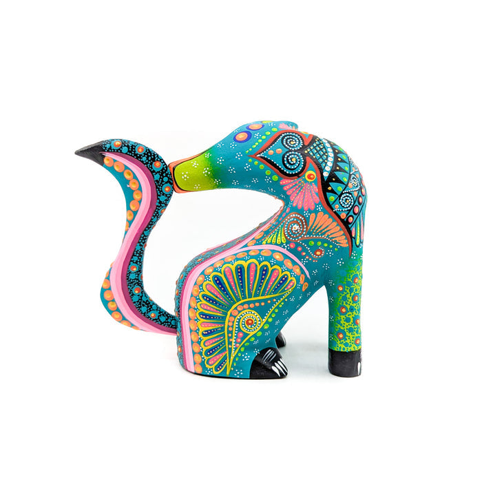 Colorful Coyote with Pink Stripe