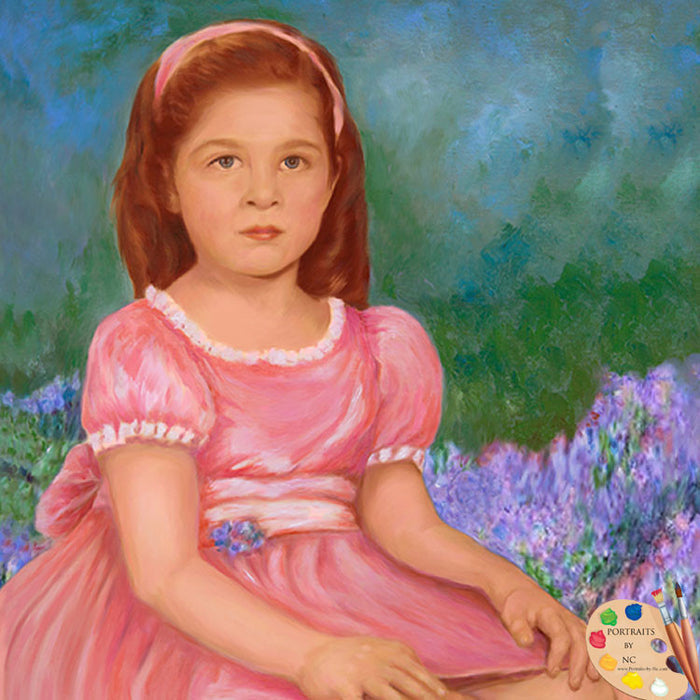 Child Portrait Painting in Monet Garden #223 - Portraits by NC