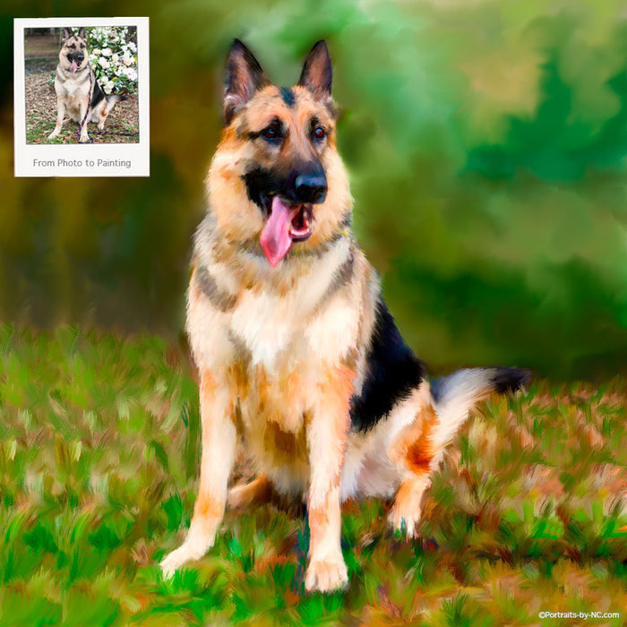 Custom German Shepherd Dog Portrait | Hand-Painted Canvas