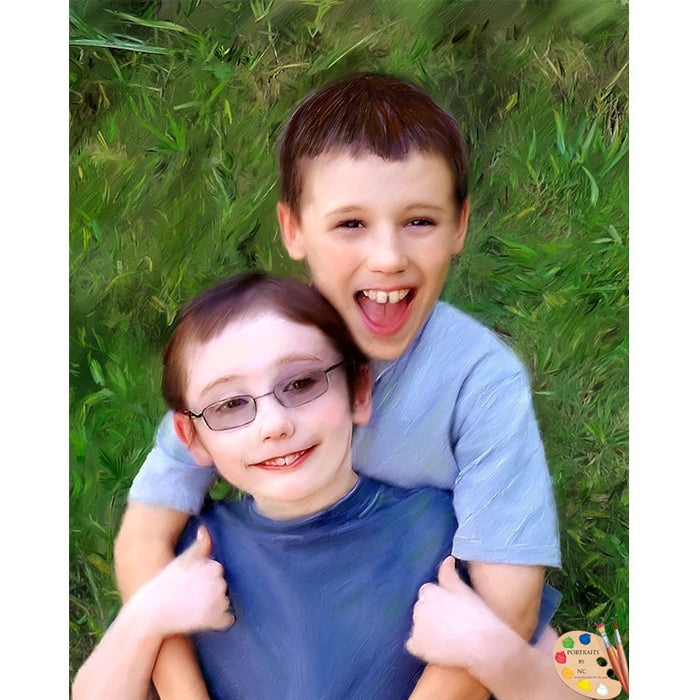 Siblings Portrait Brothers painting 358